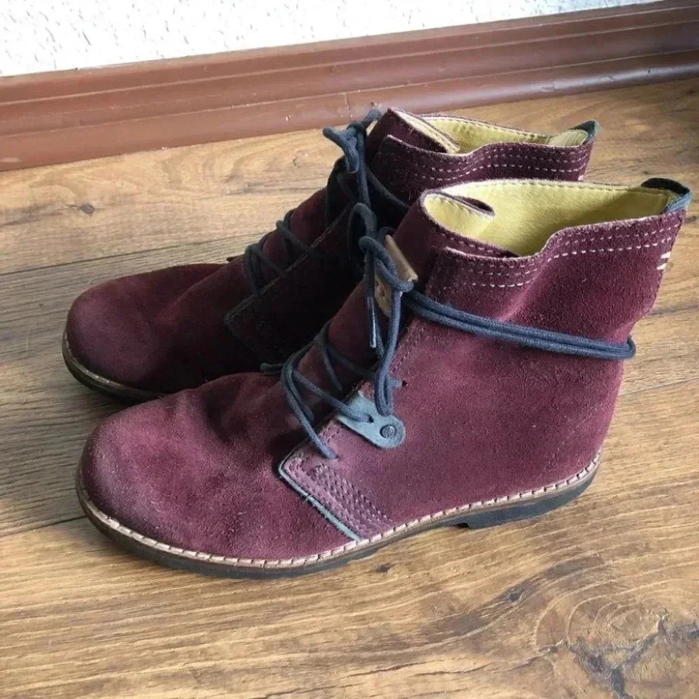 Bussola Kalahari Lady Keely Wine Ankle Lace Up Chukka Suede Red Boots: EU 38 - Picture 2 of 14